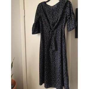 Black polka dot dress with mid length sleeves